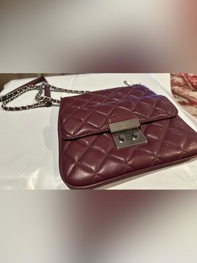 Quilted Leather Crossbody Bag - Burgundy Michael Kors L-8.5”XW-8.5” chain 47”